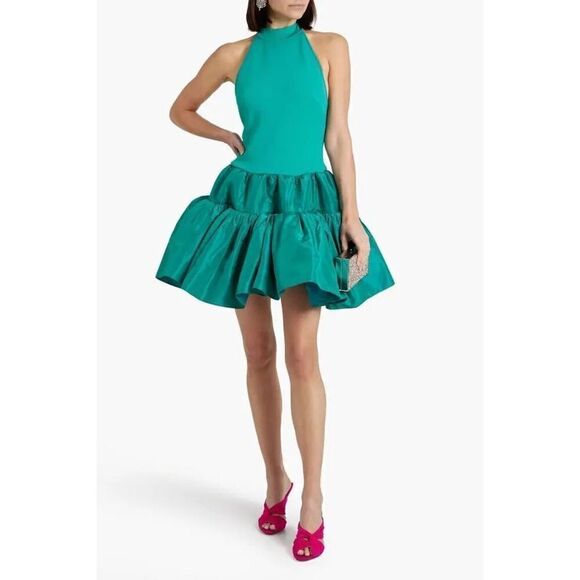 Liv Dresses & Skirts - Liv Foster Halter Stretch Crepe Minidress Green Date Brunch Dress size 6 NWT$220